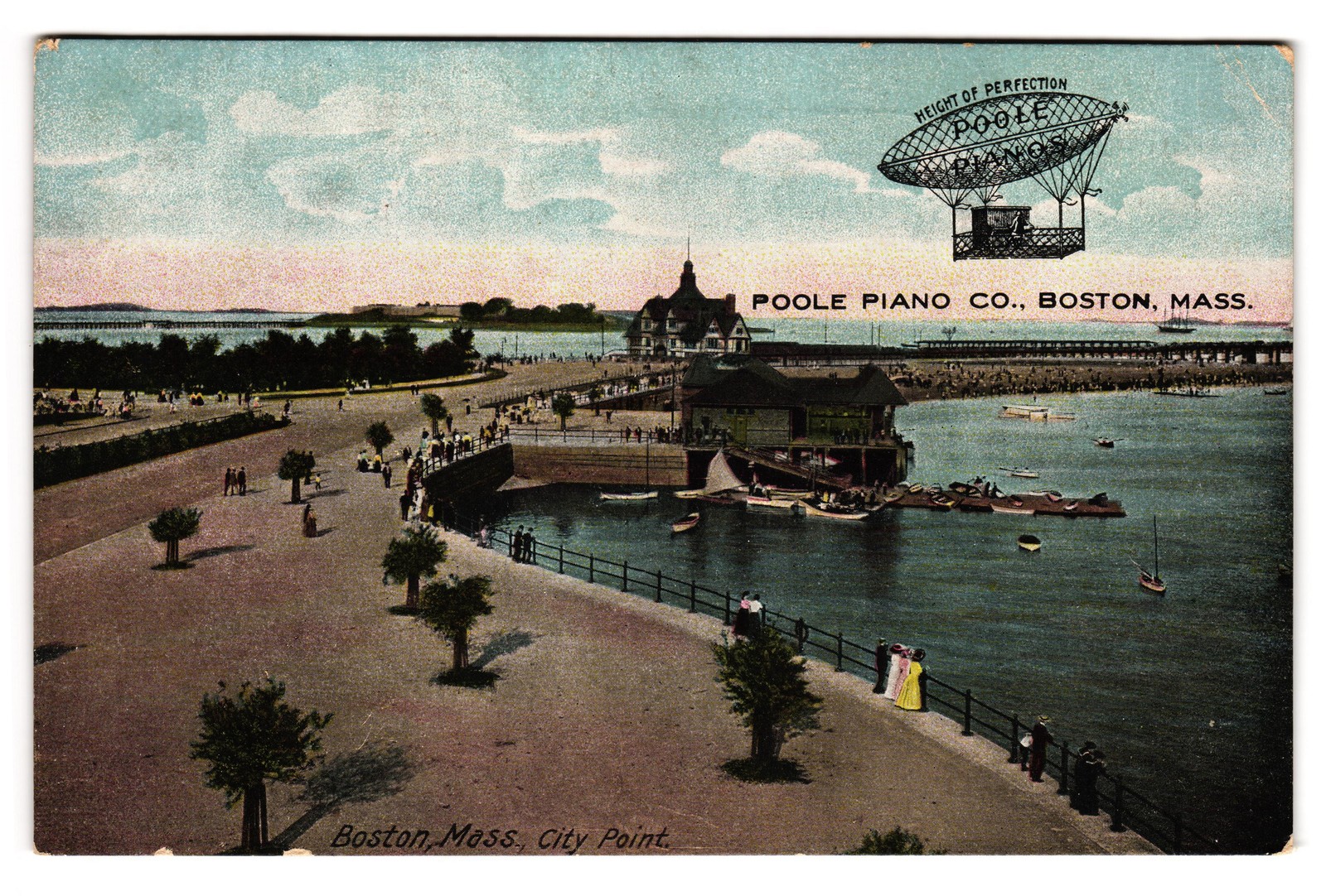 City Point Boston Massachusetts Poole Piano Co Advertising Card Postcard City Point Boston Massachusetts Poole Piano Co Advertising Card Postcard
