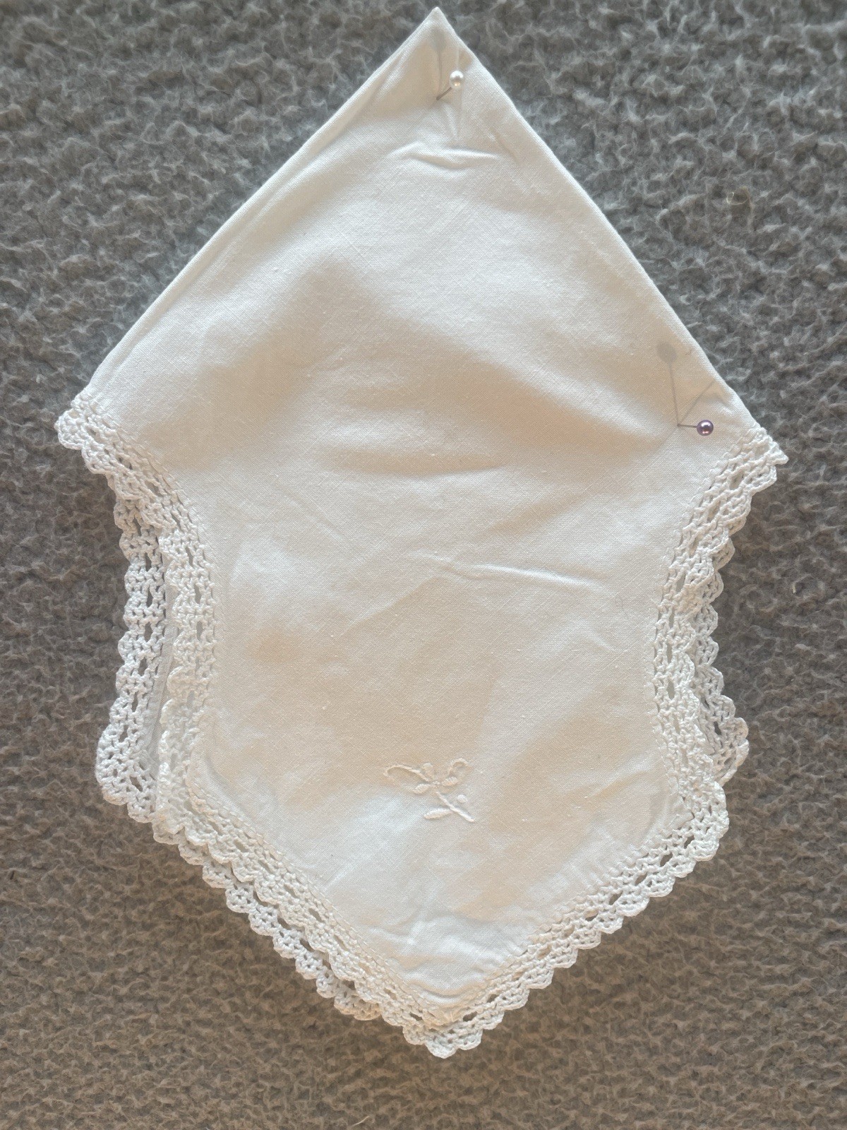Vintage Hot Rolls Bread Basket Liner Bright White Hand Embroidered Floral 16x10
