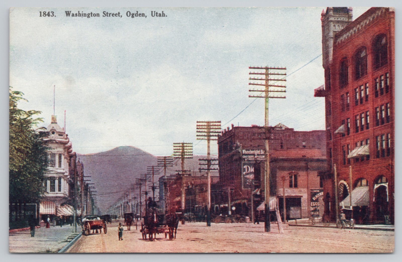 Washington Street Ogden Utah Early 1900s Downtown Street Scene Postcard