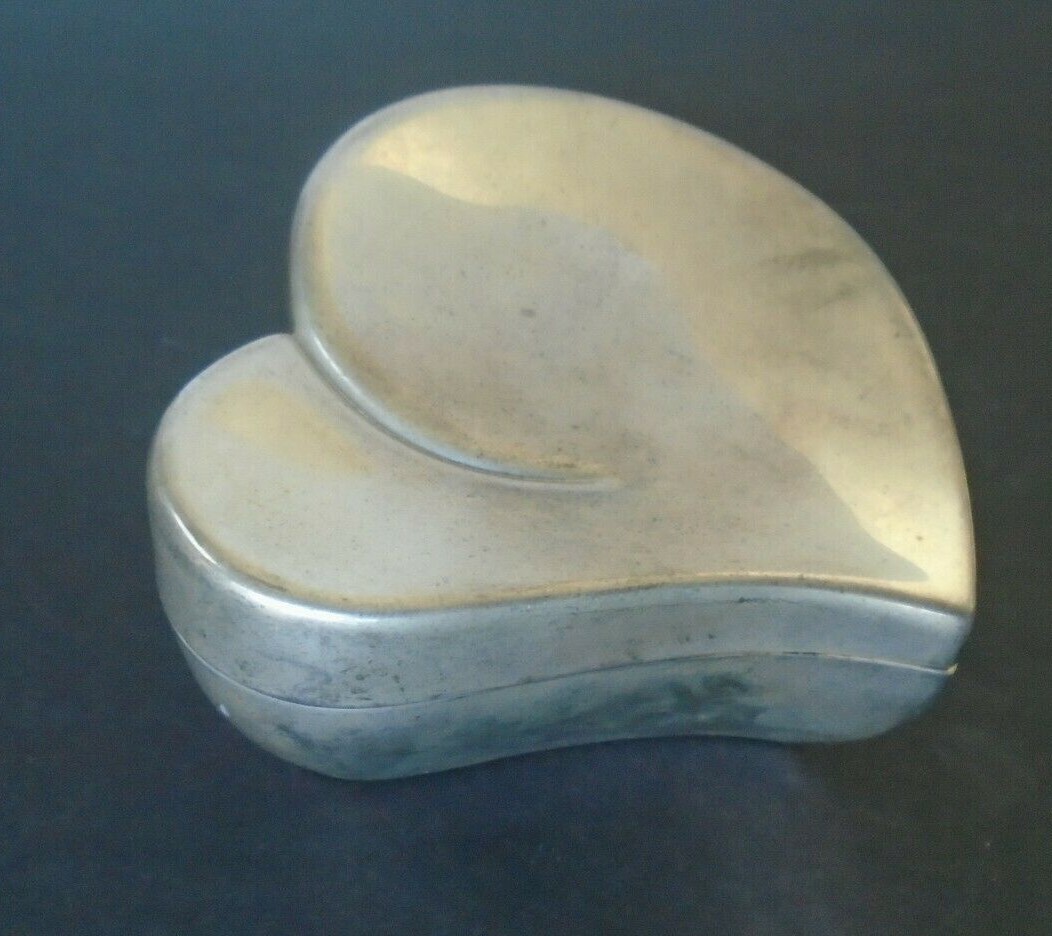 Vintage Lori Grainer Safekeeper Heart Shaped Trinket Box stetling 4.5\
