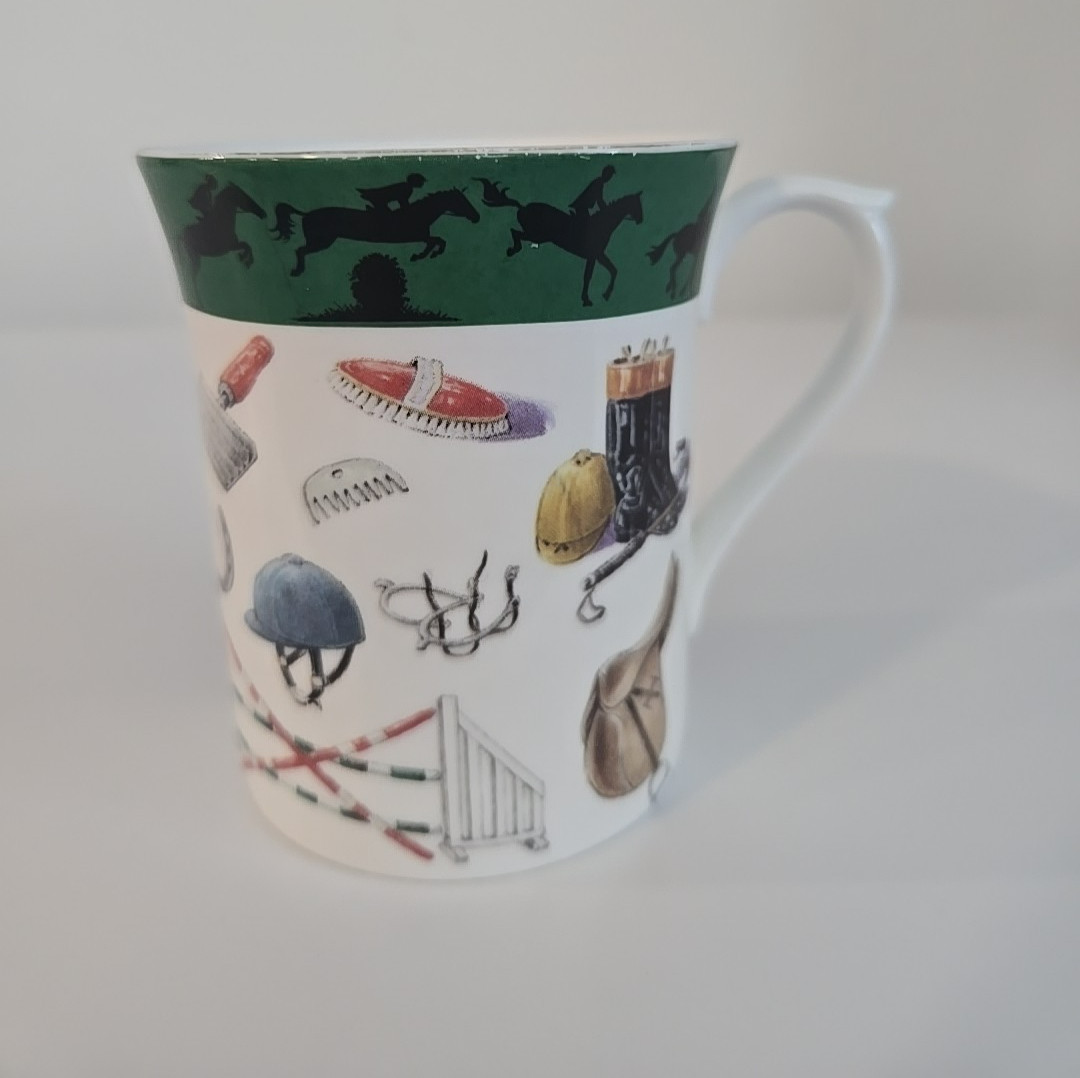 HORSE EQUESTRIAN FINE BONE CHINA SHENSTONE LICHFIELD ENGLAND TEA COFFEE CUP GOLD
