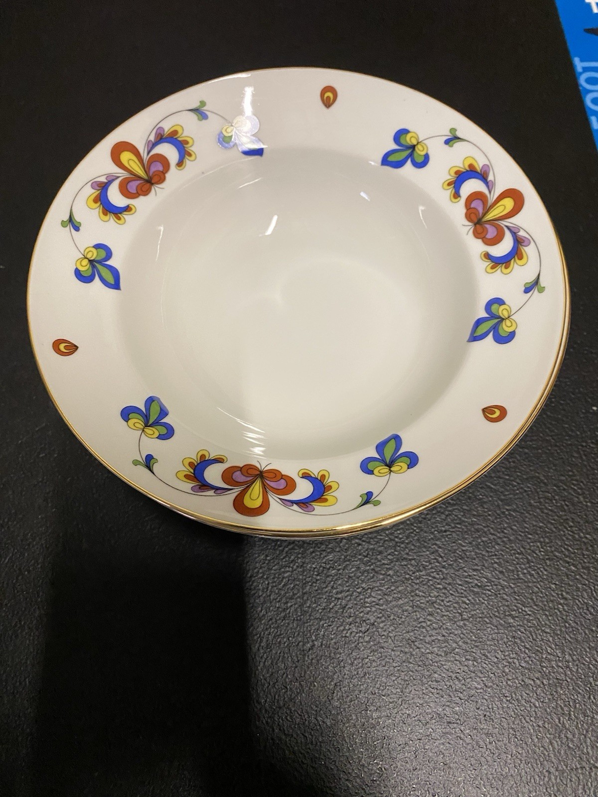 Porsgrund Farmer's Rose  Rimmed Soup Bowl 7”1/4- Set Of 4