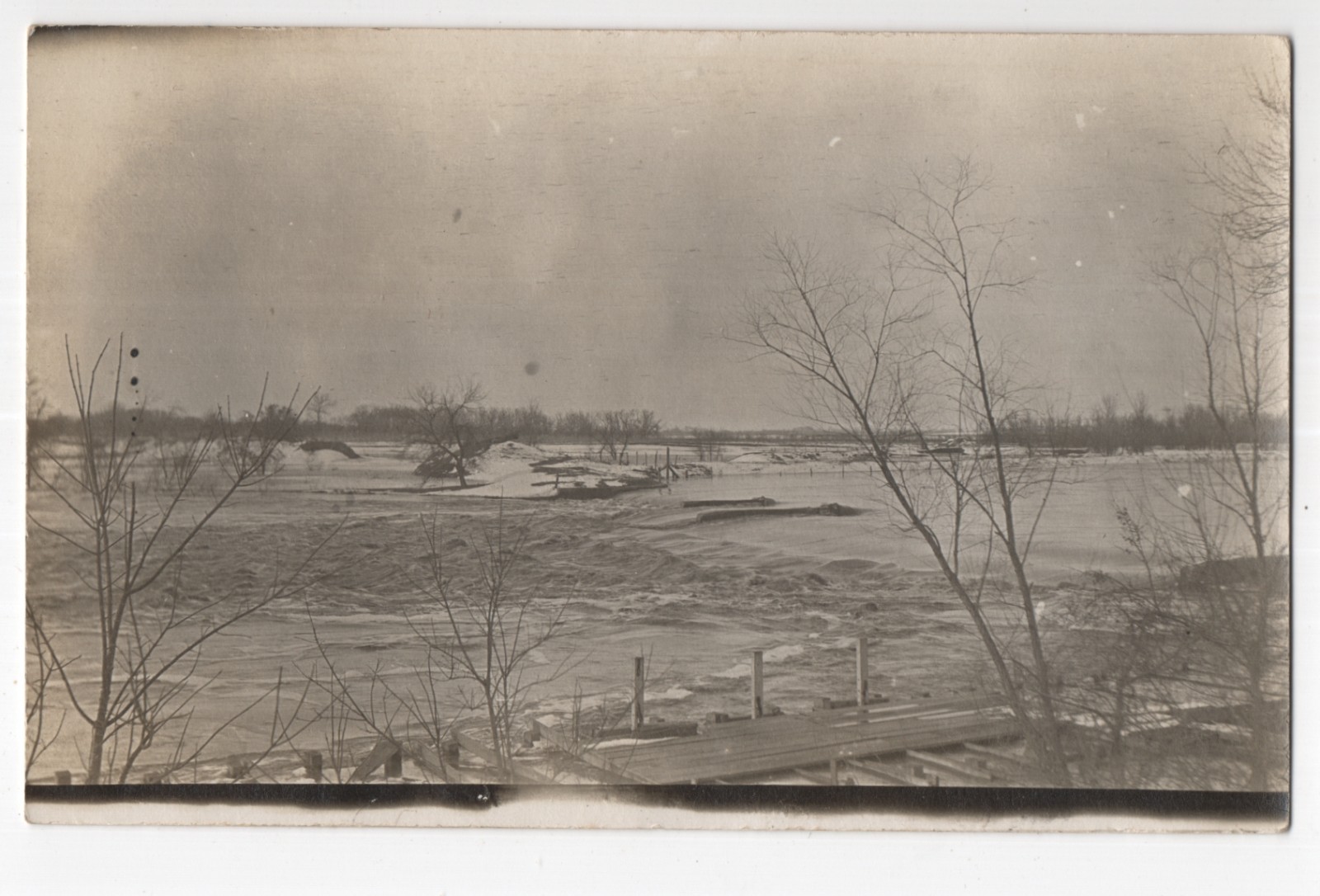 High Water Flooding on Big Blue River Crete NE 1912 RPPC OOAK Postcard