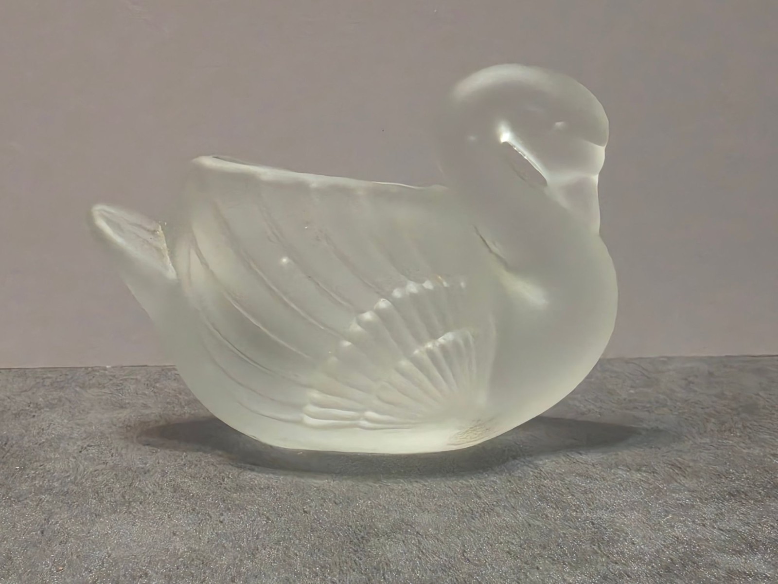 Vintage Frosted Satin Glass Swan Trinket Dish Toothpick Holder Votive Taiwan