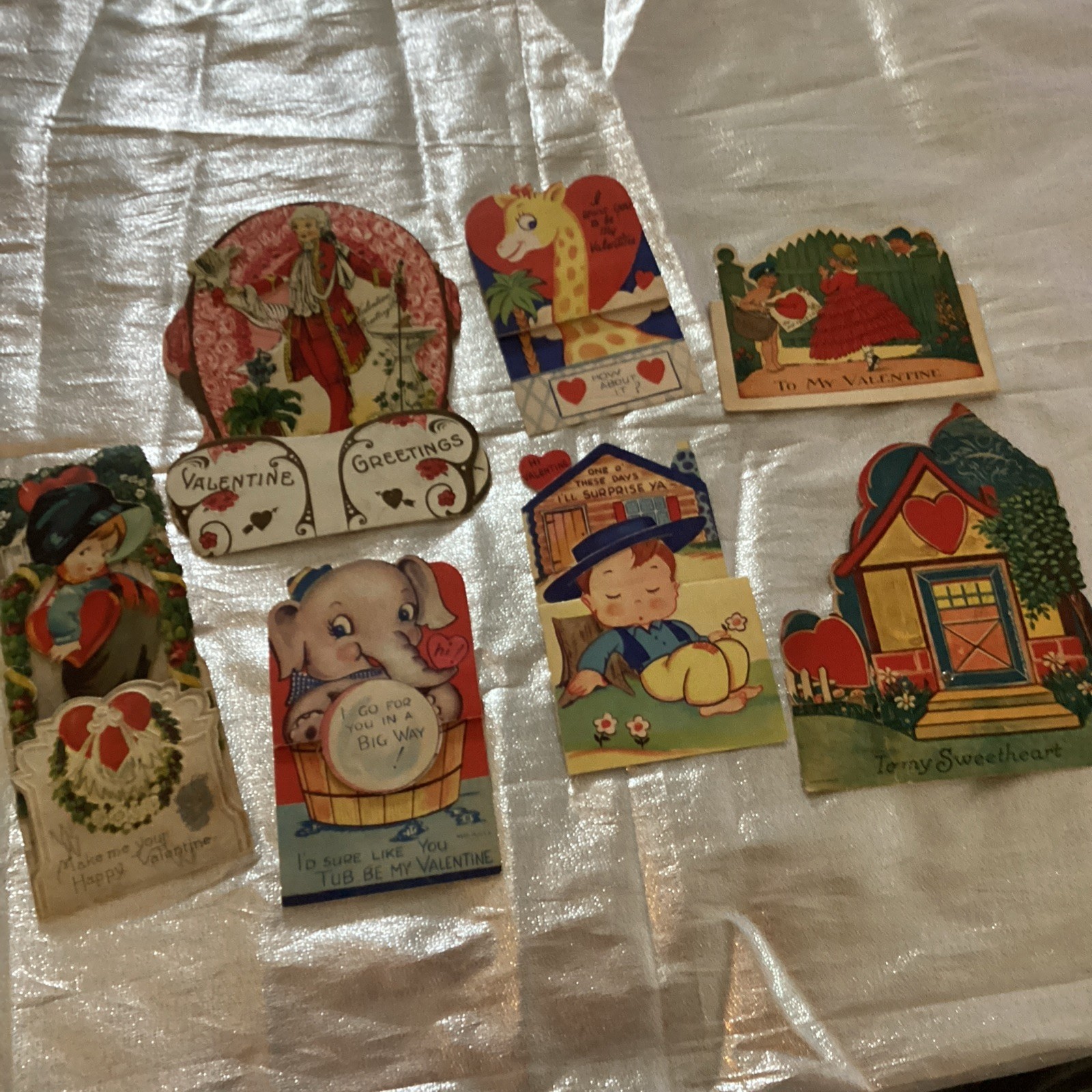 1900\'s ANTIQUE Fold Down Out DIE CUT VALENTINE Card  lot 7