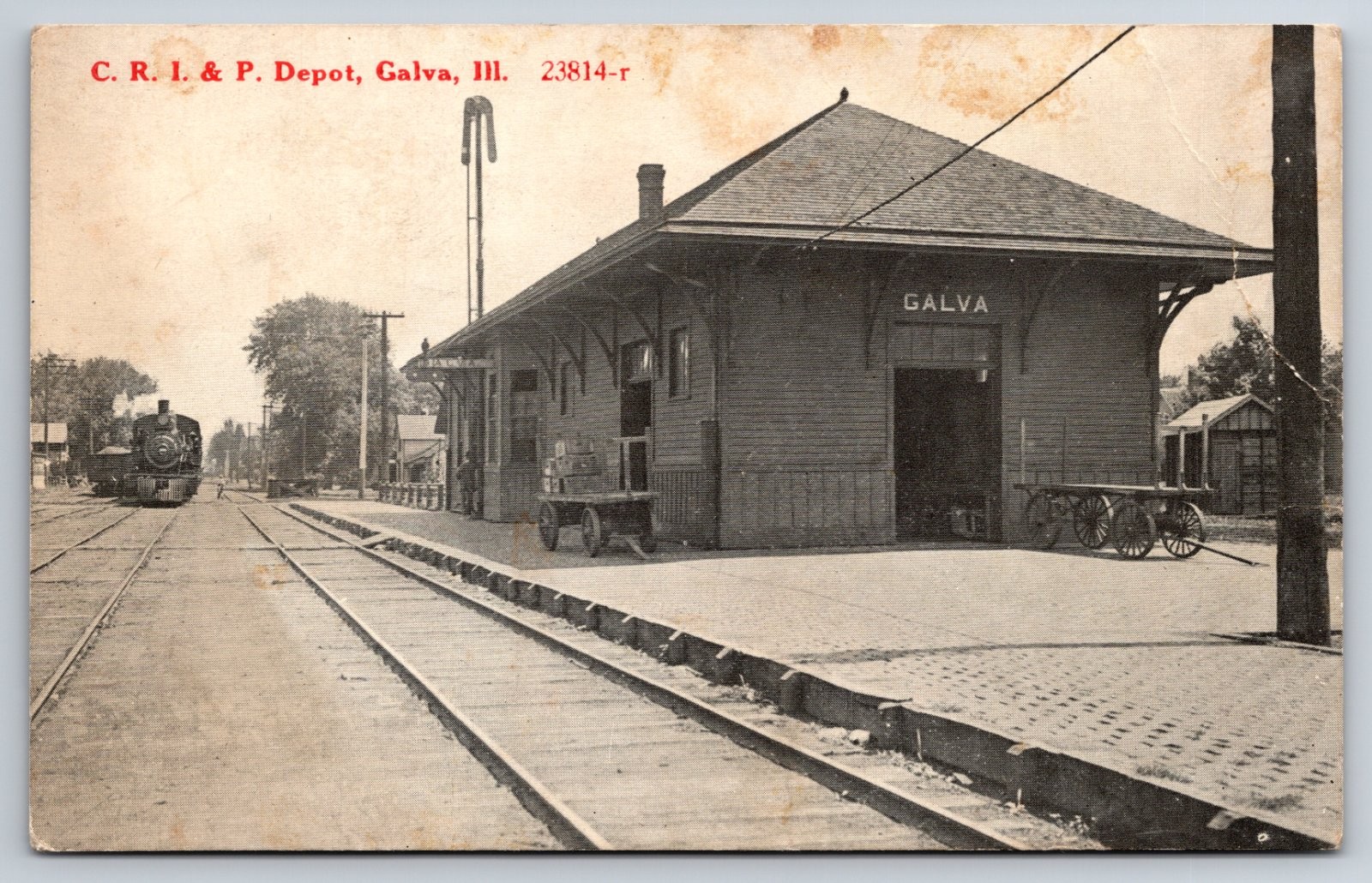 Galva Illinois Railroad Depot Train Station C.R. Childs Postcard Galva Illinois Railroad Depot Train Station C.R. Childs Postcard