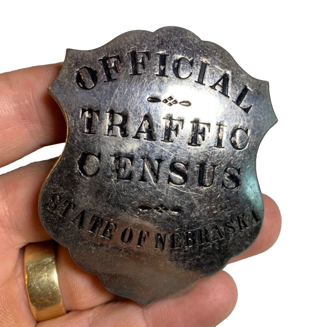 Vintage Antique 1930s 30s Nebraska State Traffic Census Police Badge Medal Pin