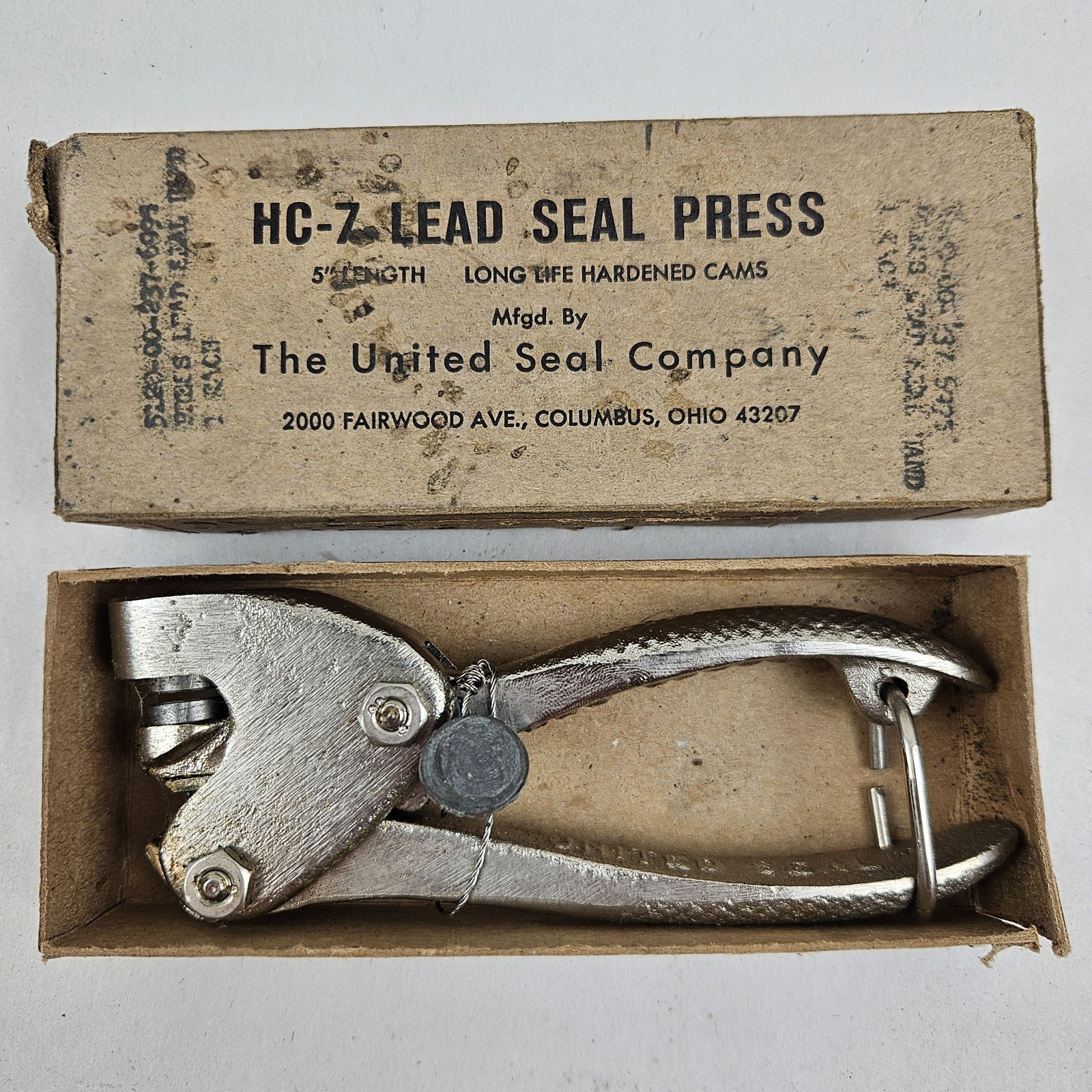 Vintage HC-7 LEAD SEALING PRESS  USA MADE United Seal Co Original Box