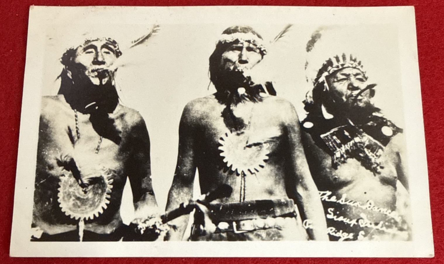Vintage 1950s RPPC Postcard Sioux Sun Dance Pine Ridge SD Native American Photo