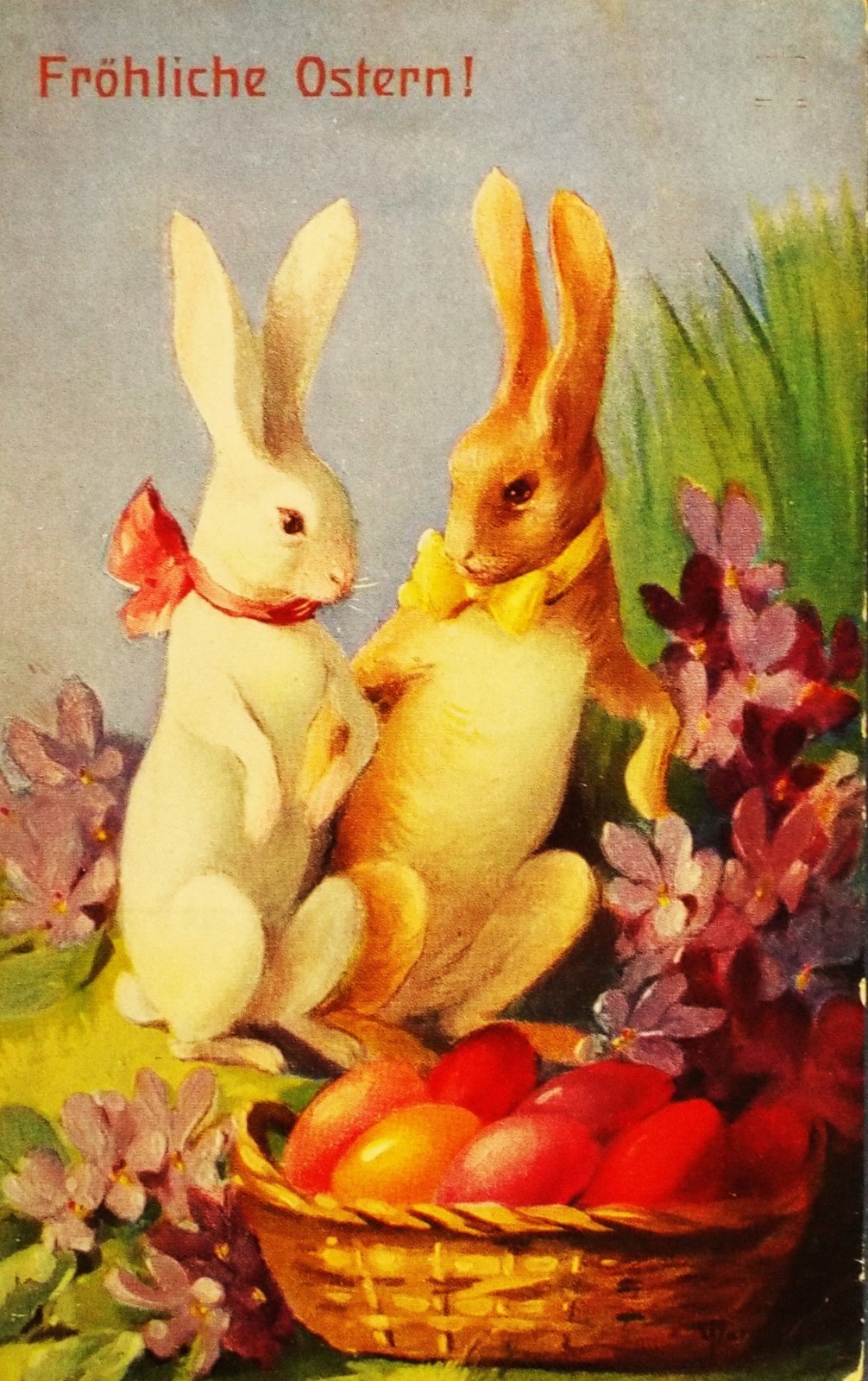 SUPERB FANTASY 1910 Rabbit  Couple signed MARY GOLAY TSN Nuremberg