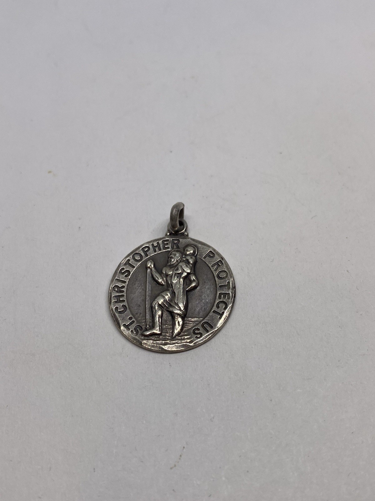 3D ST. CHRISTOPHER PROTECT US MEDAL CHARM PENDANT 3.5g STERLING SILVER 925 3D ST. CHRISTOPHER PROTECT US MEDAL CHARM PENDANT 3.5g STERLING SILVER 925