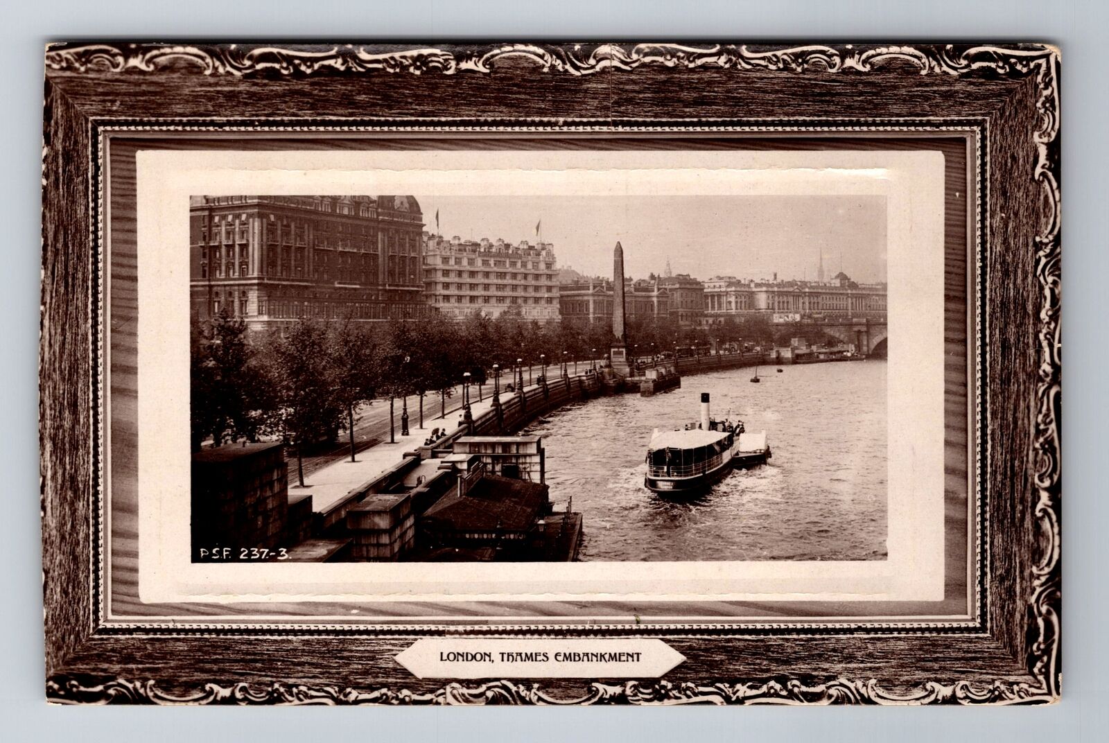 London-England, Thames Embankment, Antique Vintage Souvenir Postcard