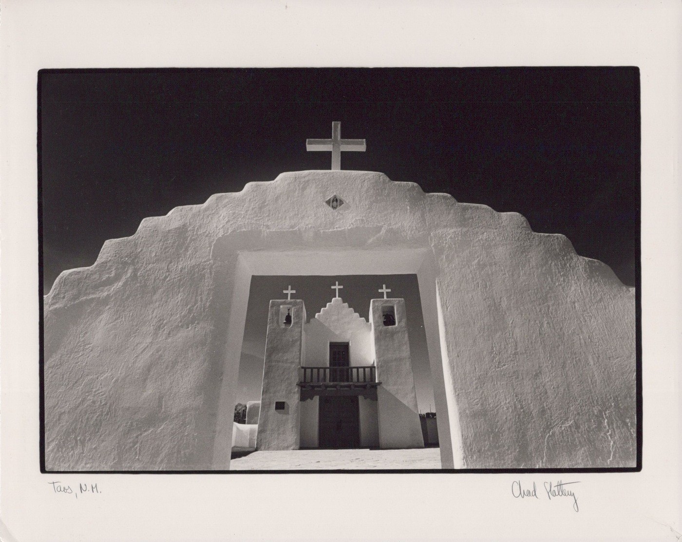 Chad Slattery Taos NM Pueblo Church Adobe Signed Photo 1980s - Original Photo