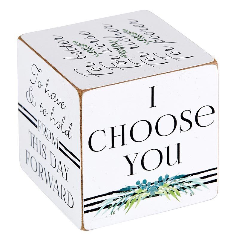 Quote Wooden Cube Home Decor Inspirational Block Sign 2.5 inch SQ I Choose You