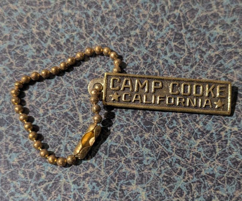 VTG Metal Camp Cooke California US World War II Army Base Key Chain Fob RARE