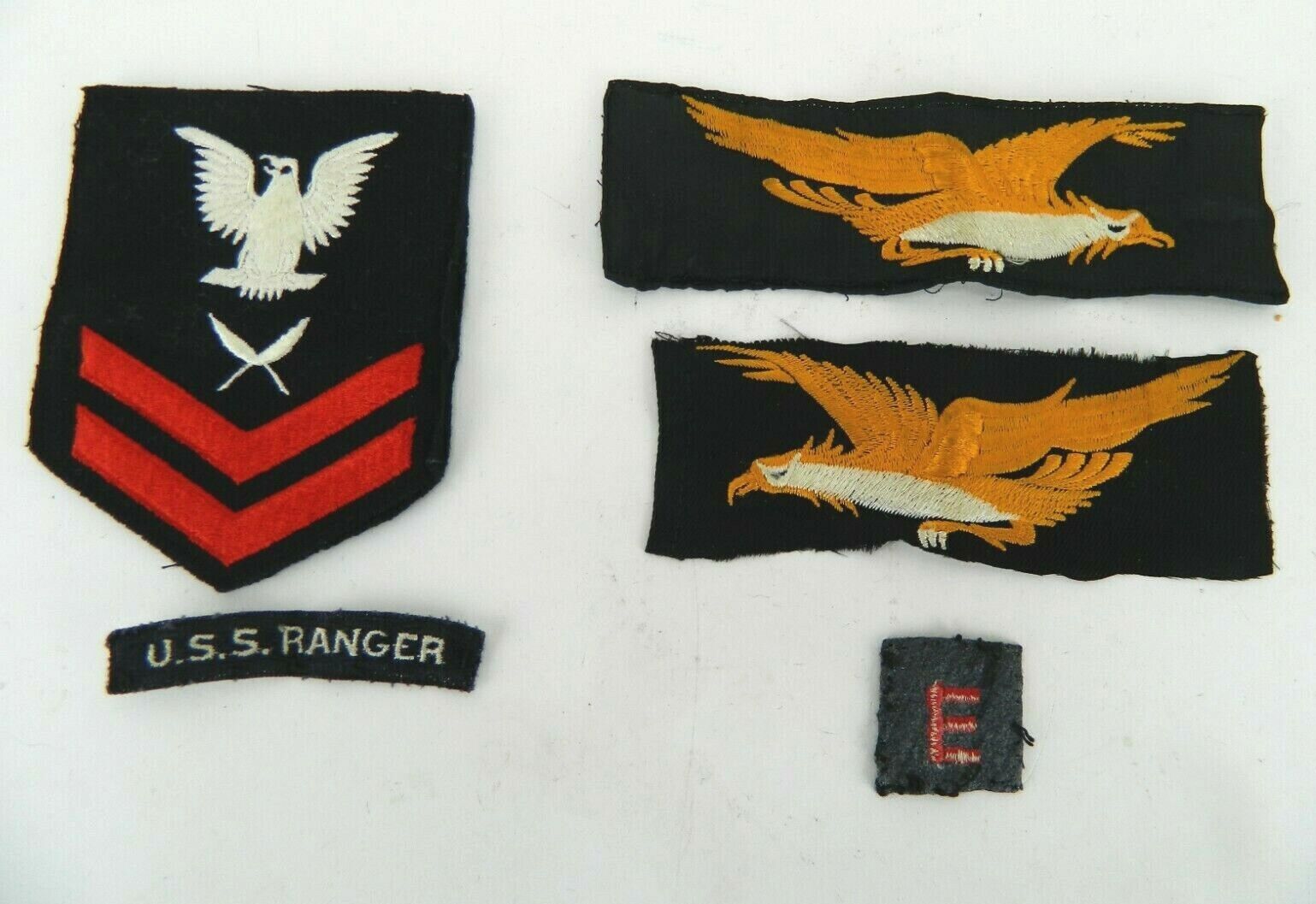 RARE Set of 5 VINTAGE UNITED STATES NAVY WWII Patches U.S.S. Ranger Ship