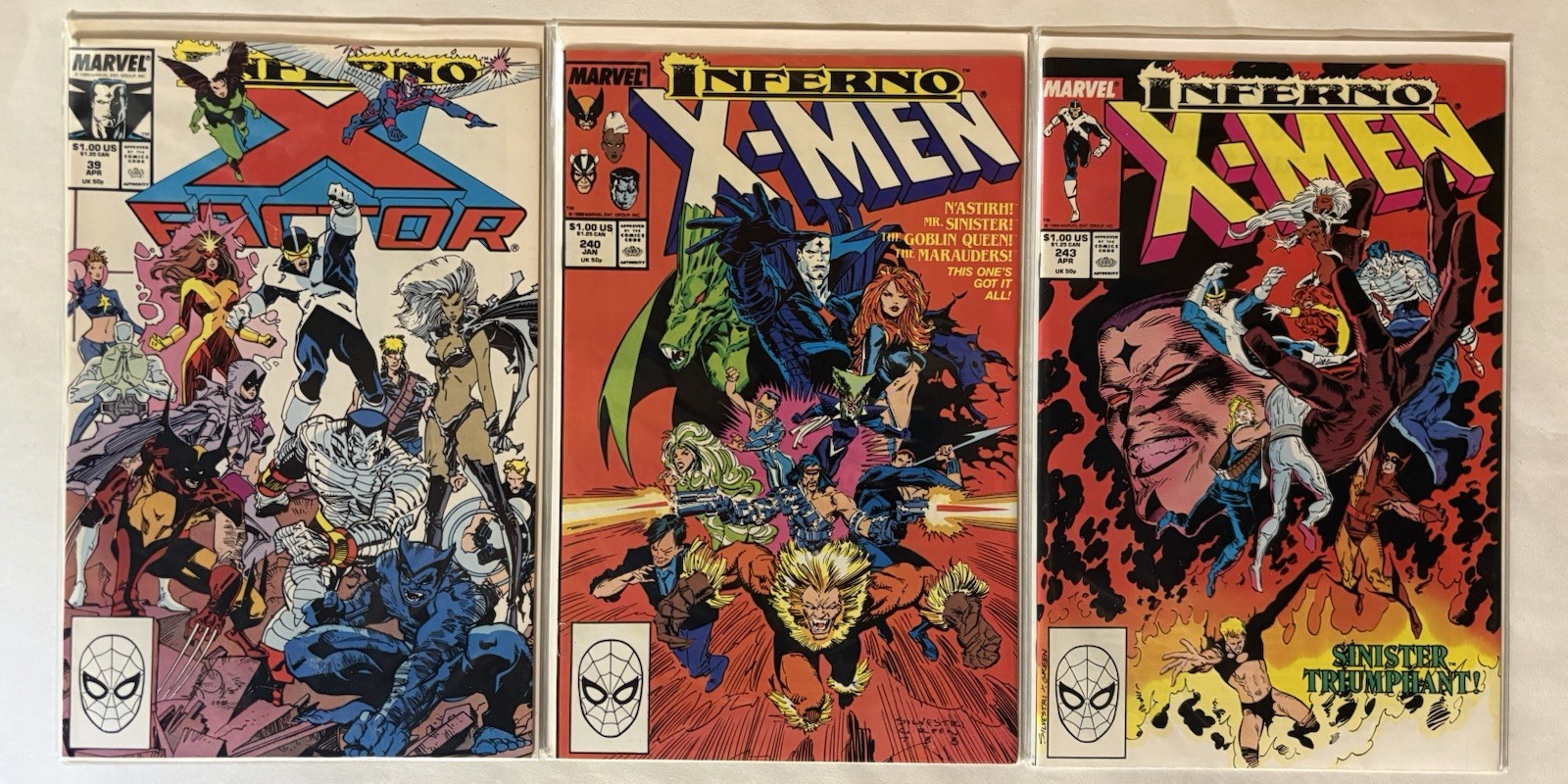 Marvel Inferno Crossover (3) Book Set X Factor #39  X-men #240 & 243 Mr Sinister
