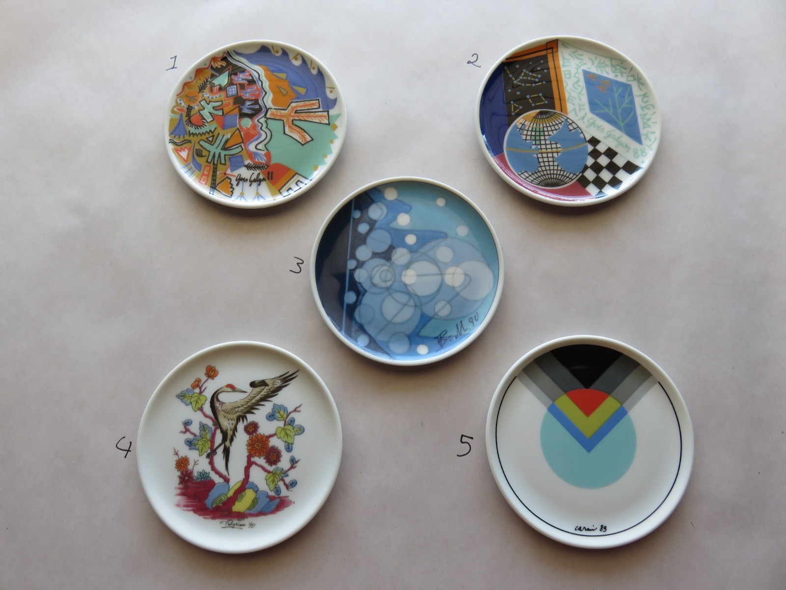 Lufthansa First Class Art Porcelain Coaster Set by Hutschenreuther in Germany