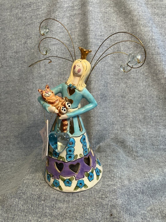 Vintage Blue Sky Signed Heather Goldminc Queen of Cats 2004 Whimsical Figurine
