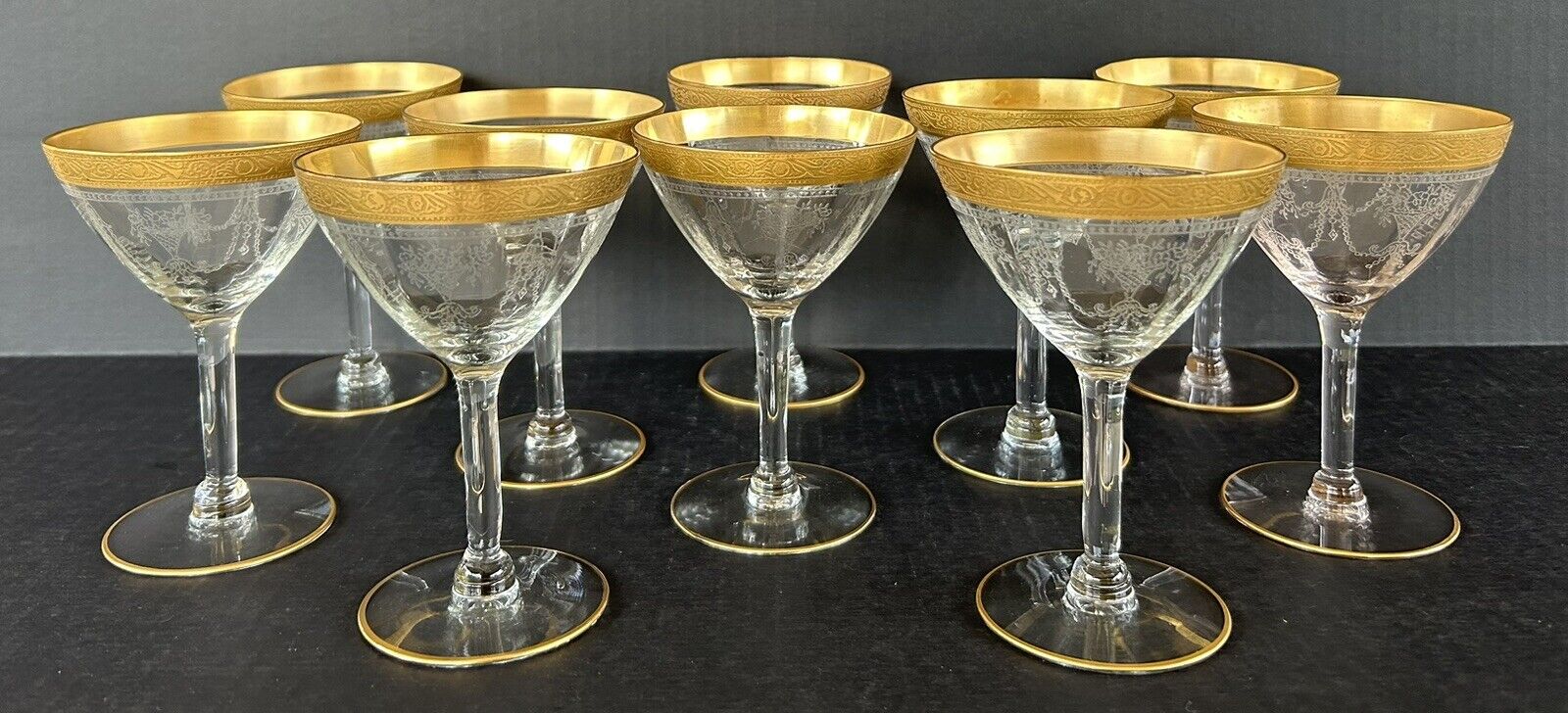 Cambridge Glass Etched 701 Champagne Glasses 5 3/8\