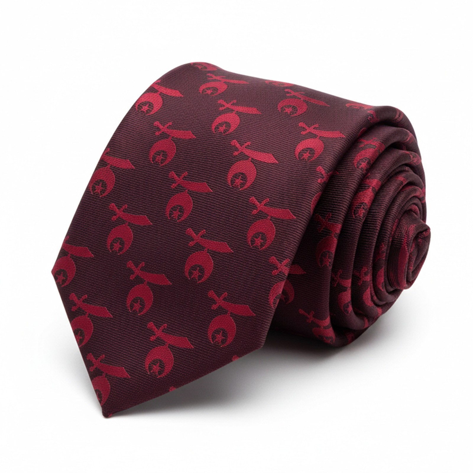 Burgundy Shriners Tie | Fez & Scimitar [Burgundy & Red]