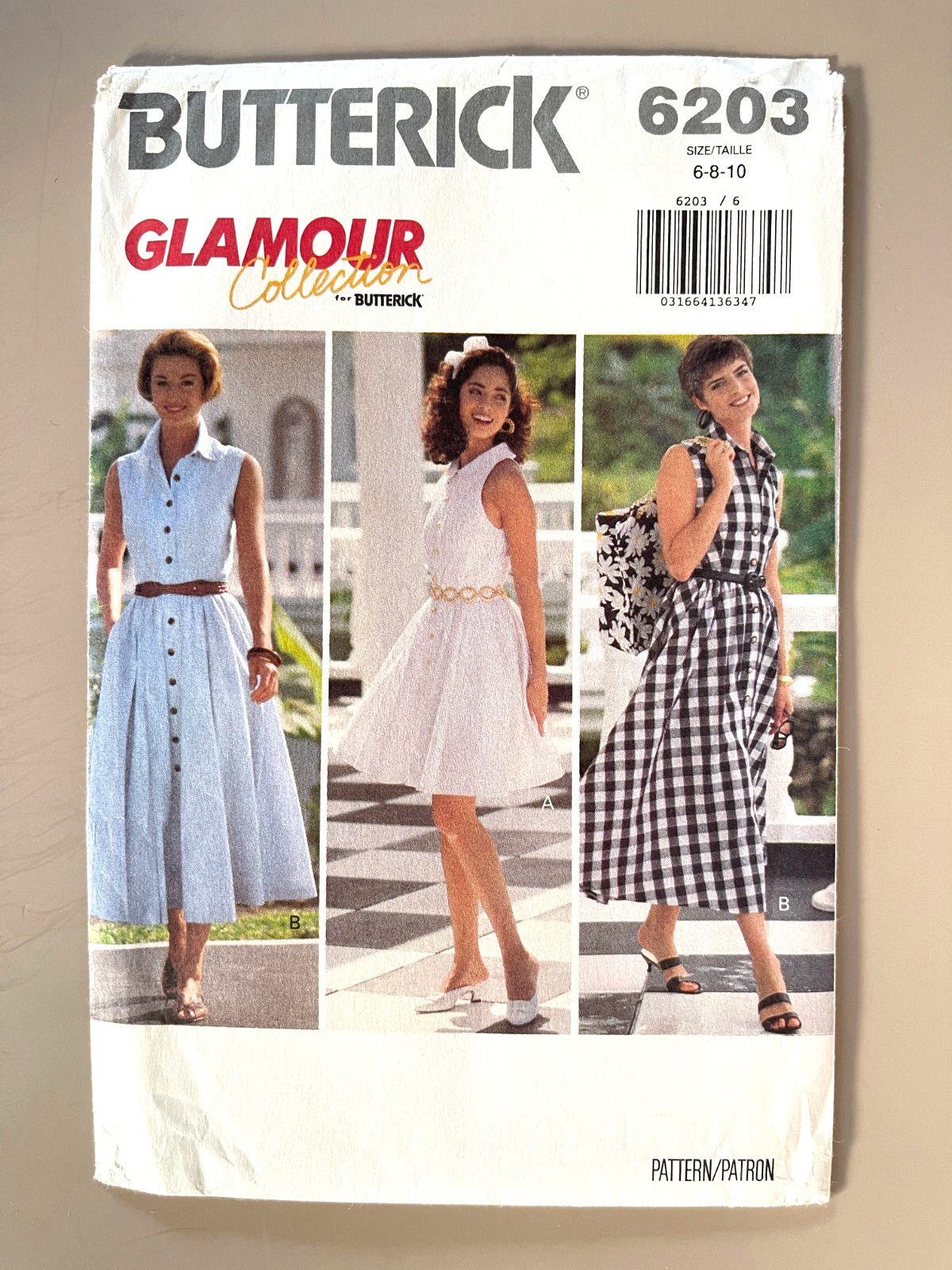 1990\'s Butterick Misses\' Dress Pattern 6203 Size 6-10 UNCUT