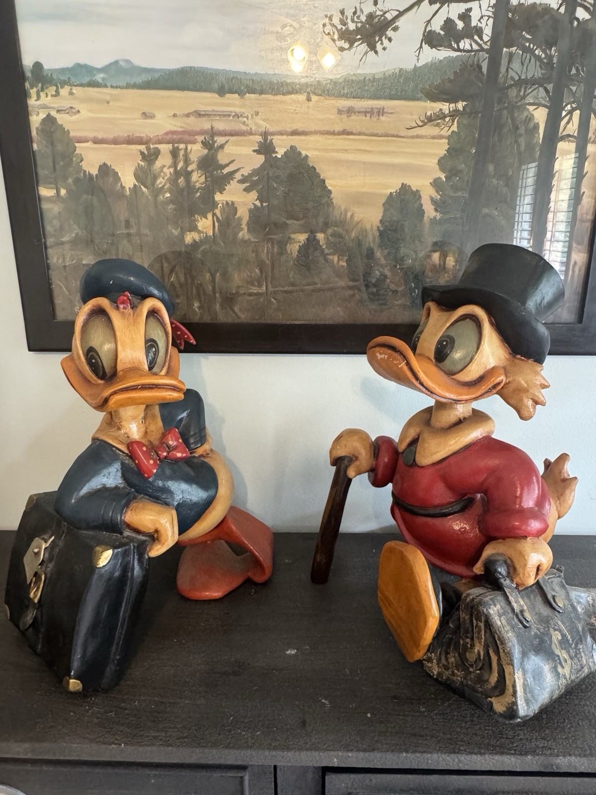 Vintage 1980s Disney Donald Duck & Scrooge McDuck Big Fig Statue Set Vintage 1980s Disney Donald Duck & Scrooge McDuck Big Fig Statue Set