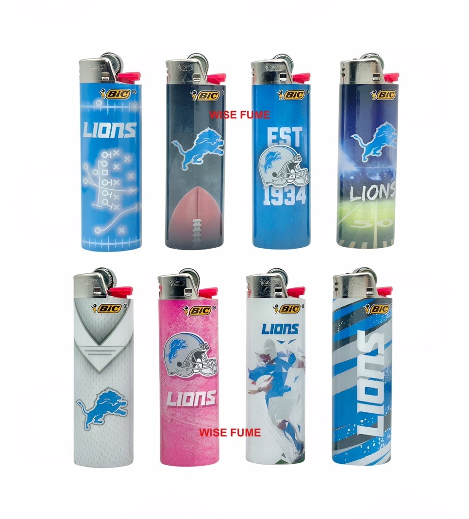 NEW BIC 8pc LARGE size Detroit Lions NFL football lighter LIMITED EDITION