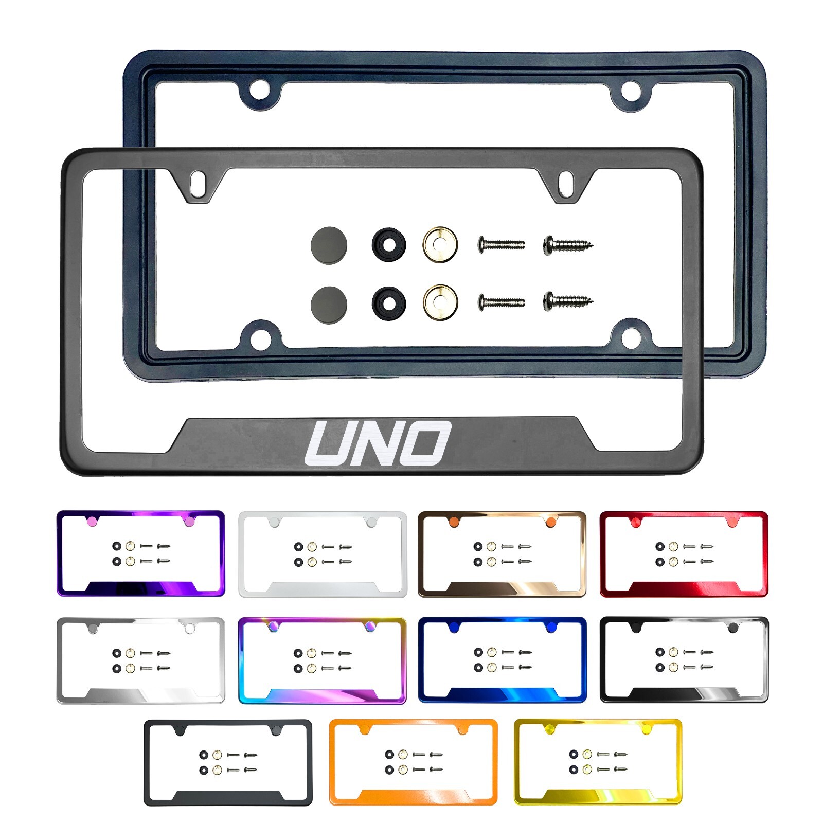 New Laser Etched Stainless Steel License Frame Silicone Guard for uno New Laser Etched Stainless Steel License Frame Silicone Guard for uno