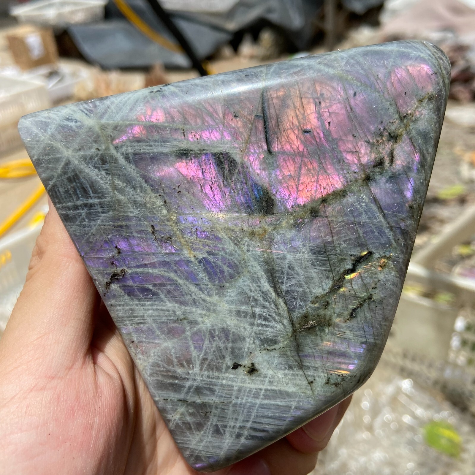 675g Natural purple labradorite quartz crystal freeform specimen healing
