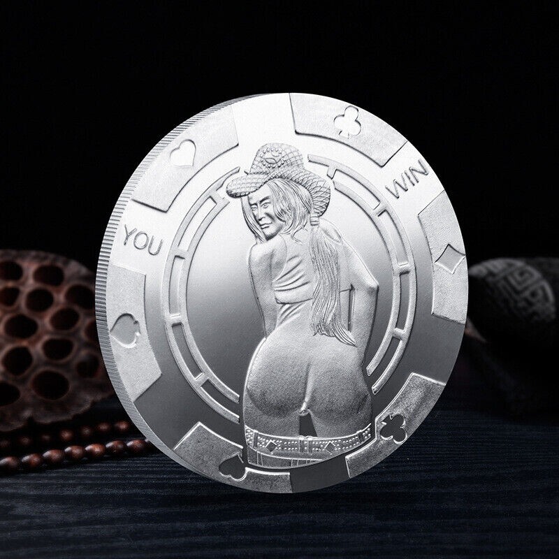 Silver You Win You Lose Sexy Lady Heads Tails Challenge Token Coin Silver You Win You Lose Sexy Lady Heads Tails Challenge Token Coin