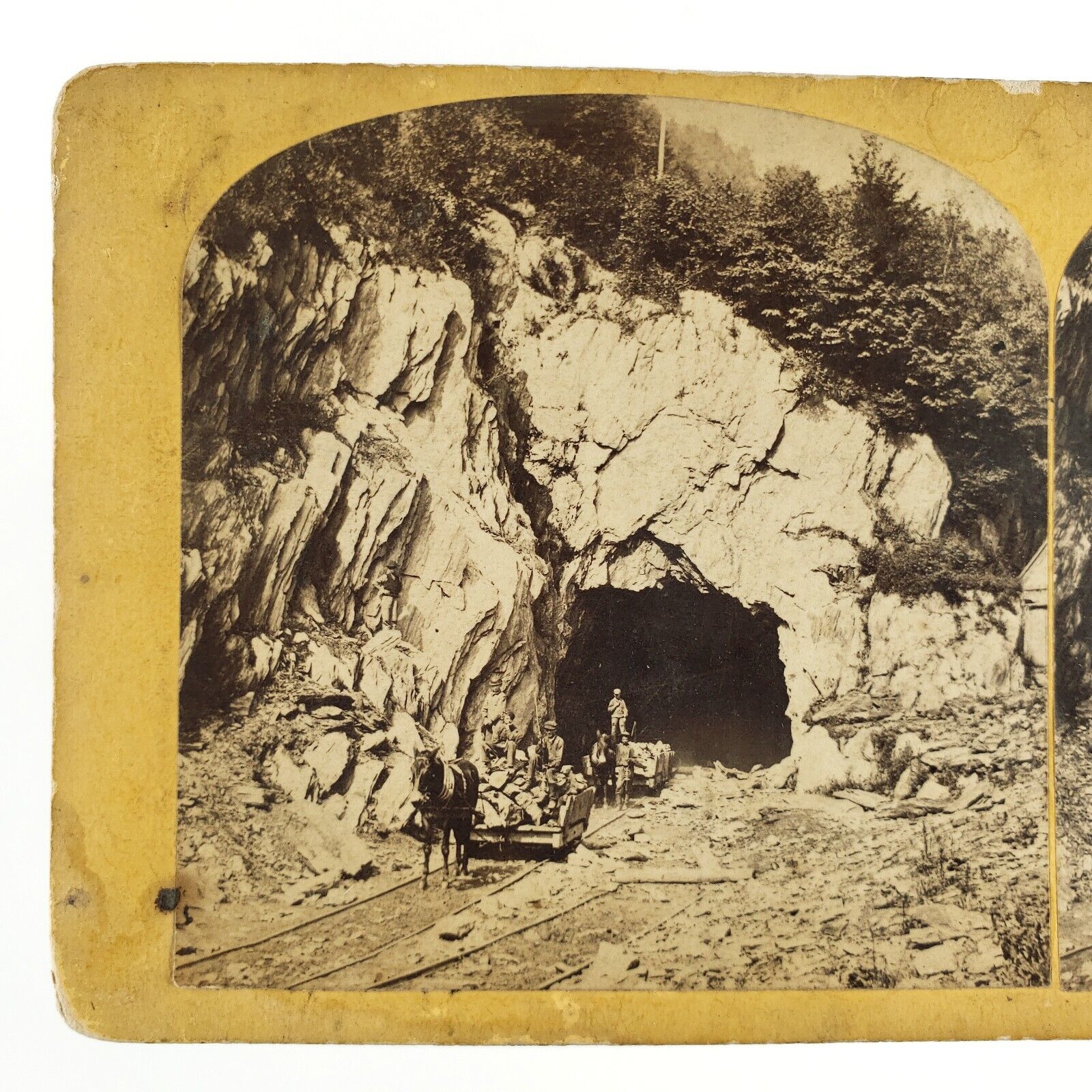 Hoosac Tunnel East Entrance Stereoview c1870 Construction Massachusetts A2102