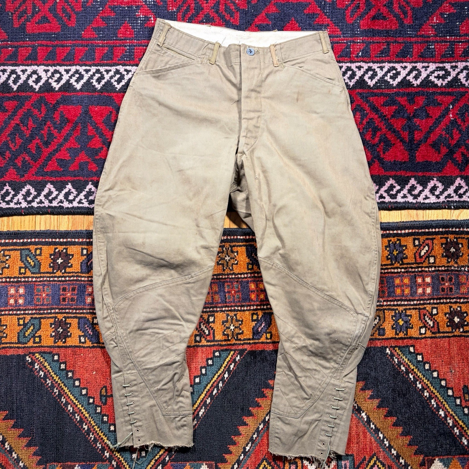 Vintage 1910s WWI US Army Breeches Cotton Military Trousers Twill Faded Sz. 30