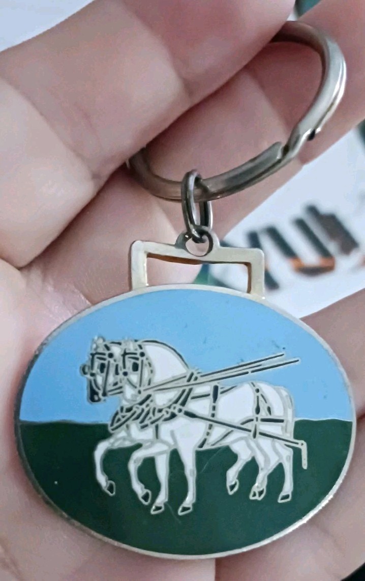 White Draft Horse Vintage McCafferty PROMO Rare Keychain Ronald Reagan Library