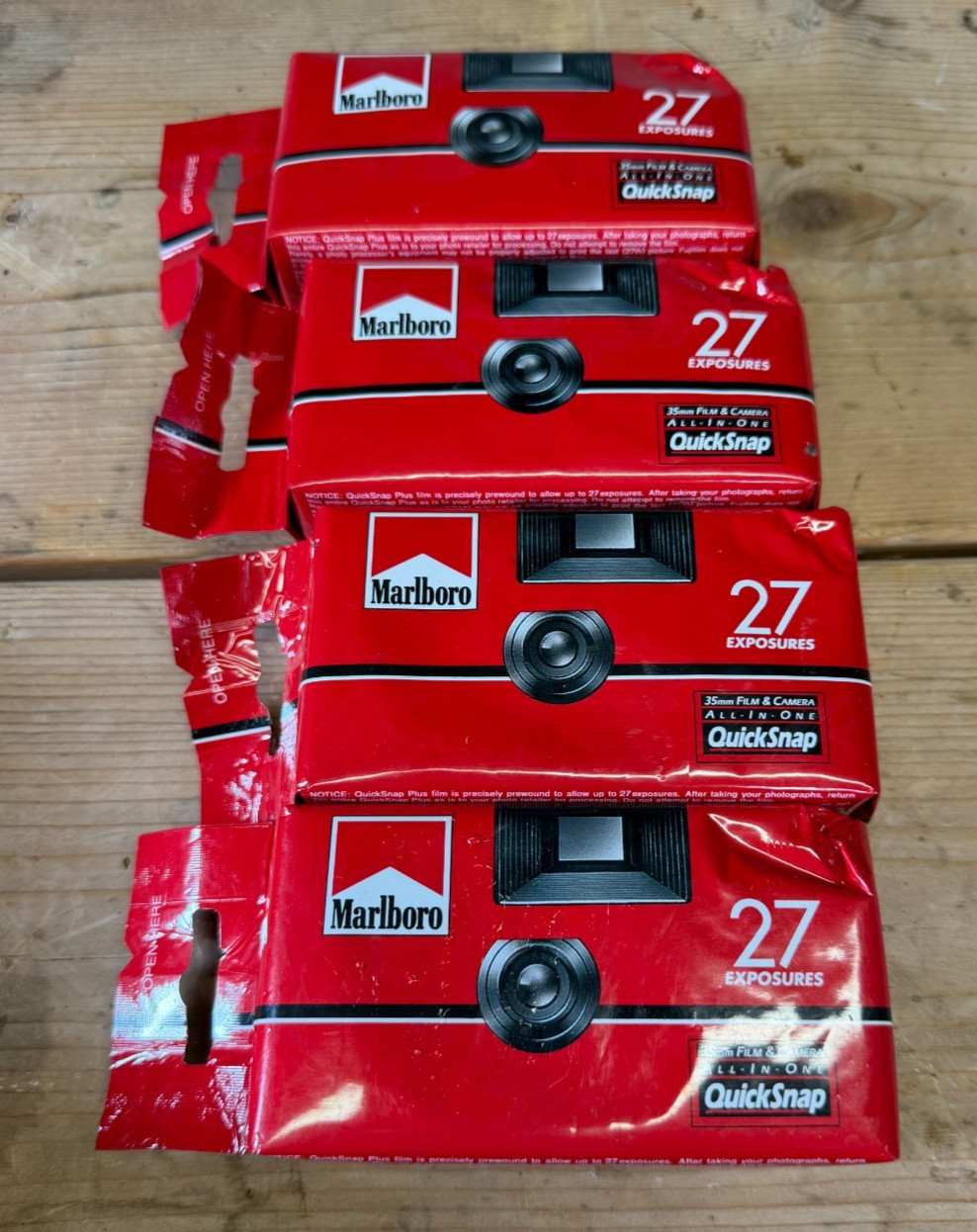 1997 Vintage Marlboro 35mm QuickSnap Film CAMERA/27 Exposures Disposable(4 Lot)