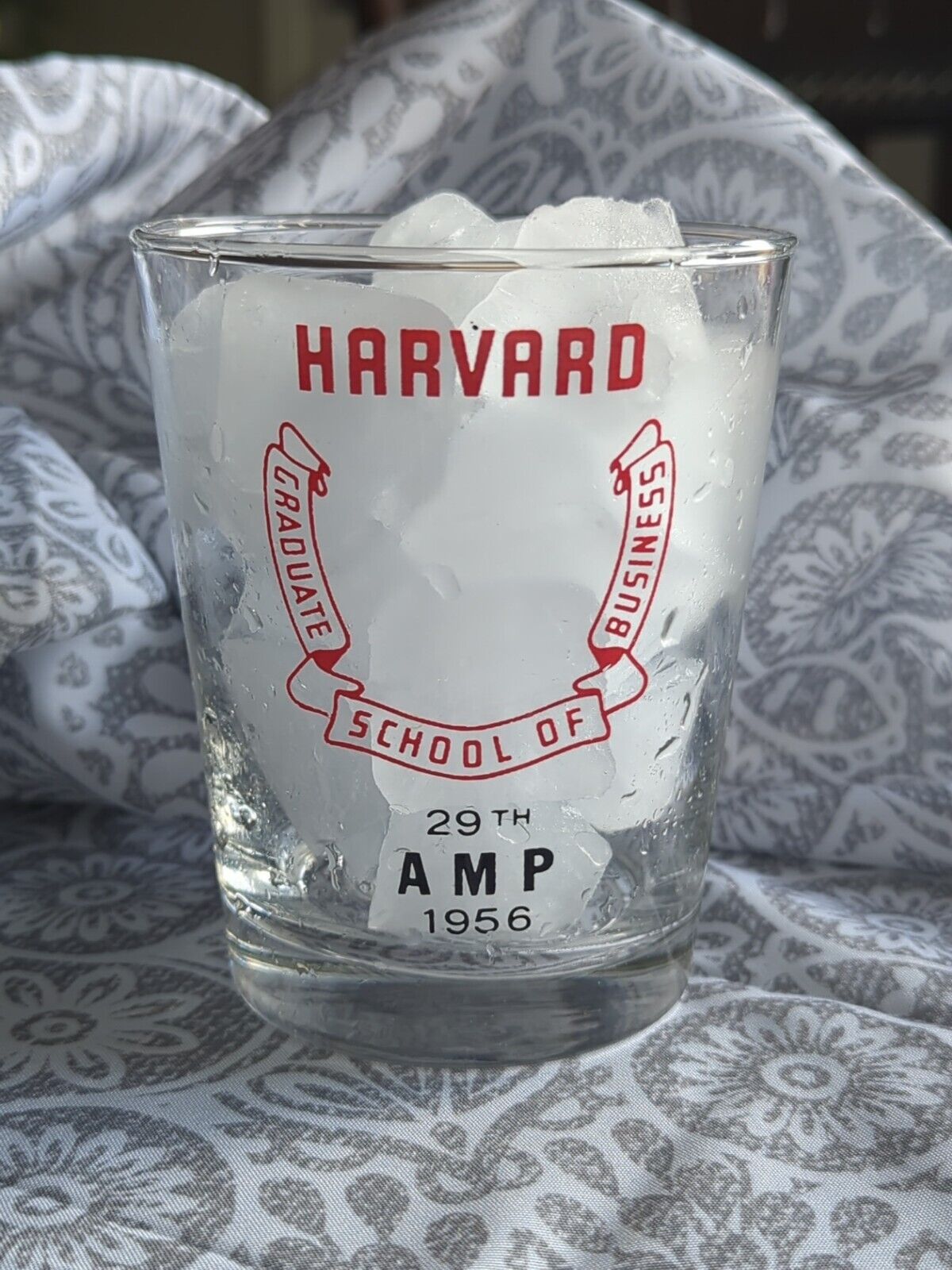 VINTAGE  1956 HARVARD UNIVERSITY high Ball  BAR GLASS /  University A.M.P.