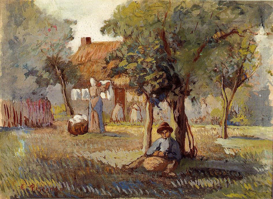 Oil painting impression landscape art Family-Garden-Camille-Pissarro