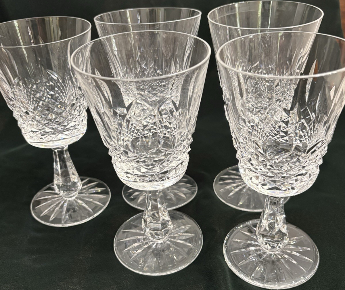 Waterford Kenmare Cut Crystal Water Goblets Set of 5, Vintage 1960s