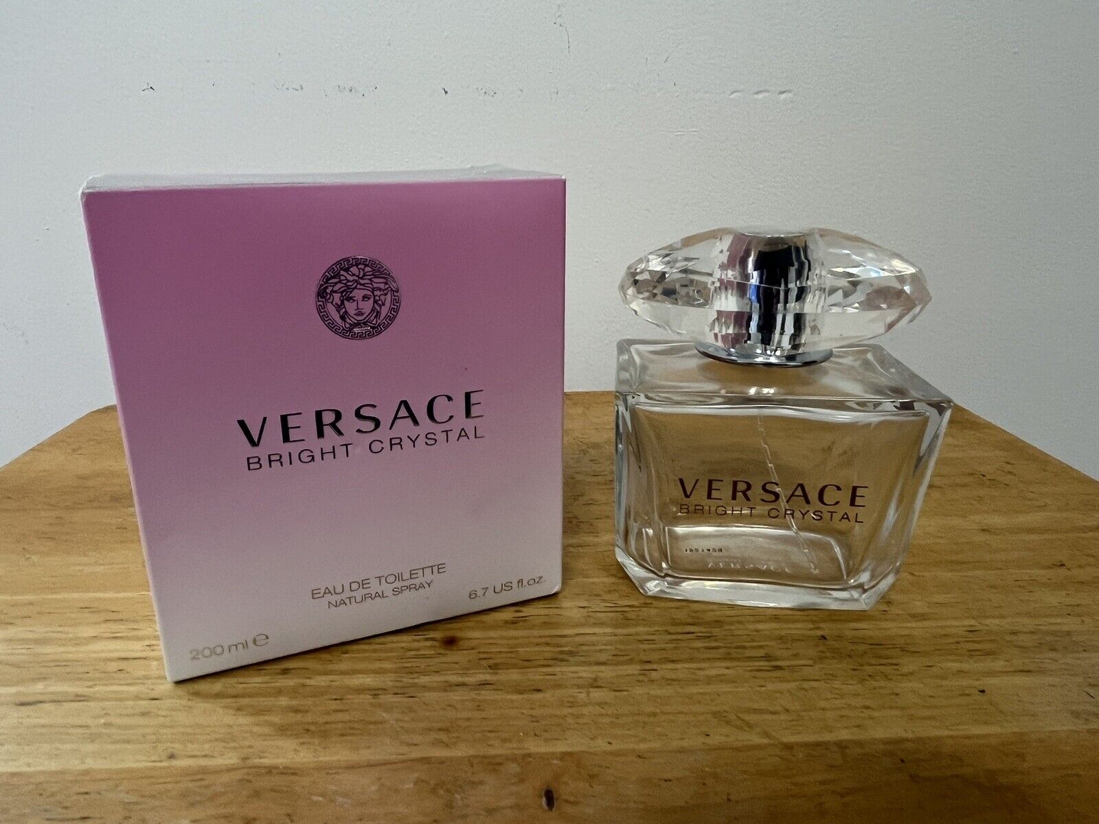 Versace Bright Crystal Empty 6.7oz Perfume Bottle & Box Italy