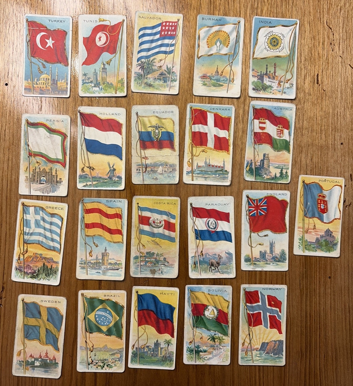 1910-11 RECRUIT Flags Of All Nations Series Tobacco Card LOT (21)
