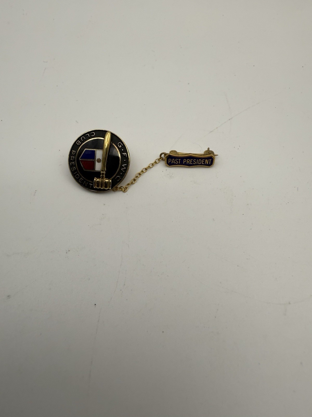 Vintage 10K Solid Gold GFWC Club President Pin & Past President Dangle Balfour