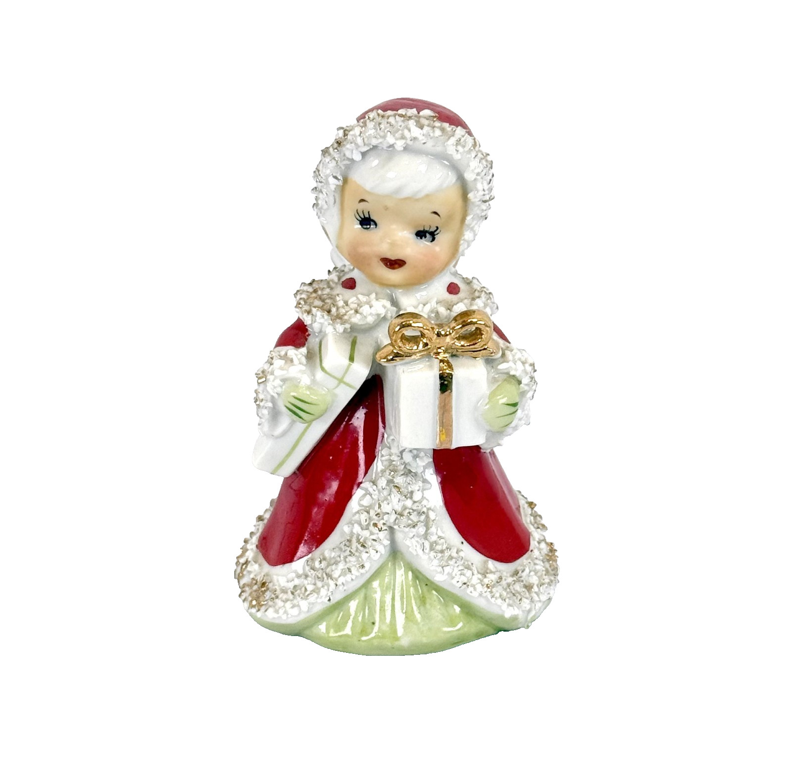 1950s Vintage Christmas Angel Bell Figurine Gift Presents Spaghetti Trim Lefton 1950s Vintage Christmas Angel Bell Figurine Gift Presents Spaghetti Trim Lefton