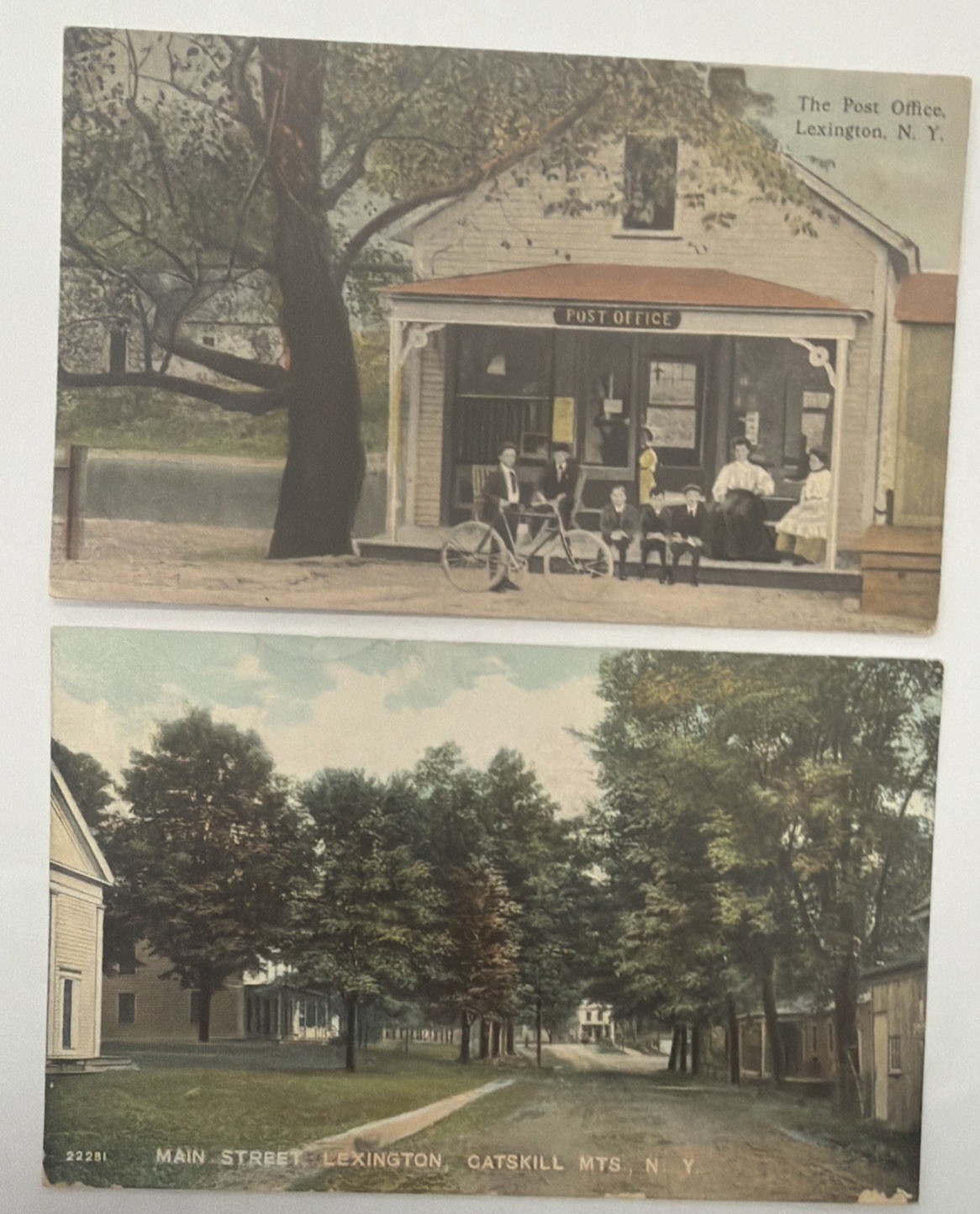 Vintage Postcard Lot of 2 Catskill Mountains Lexington Post Office Main St