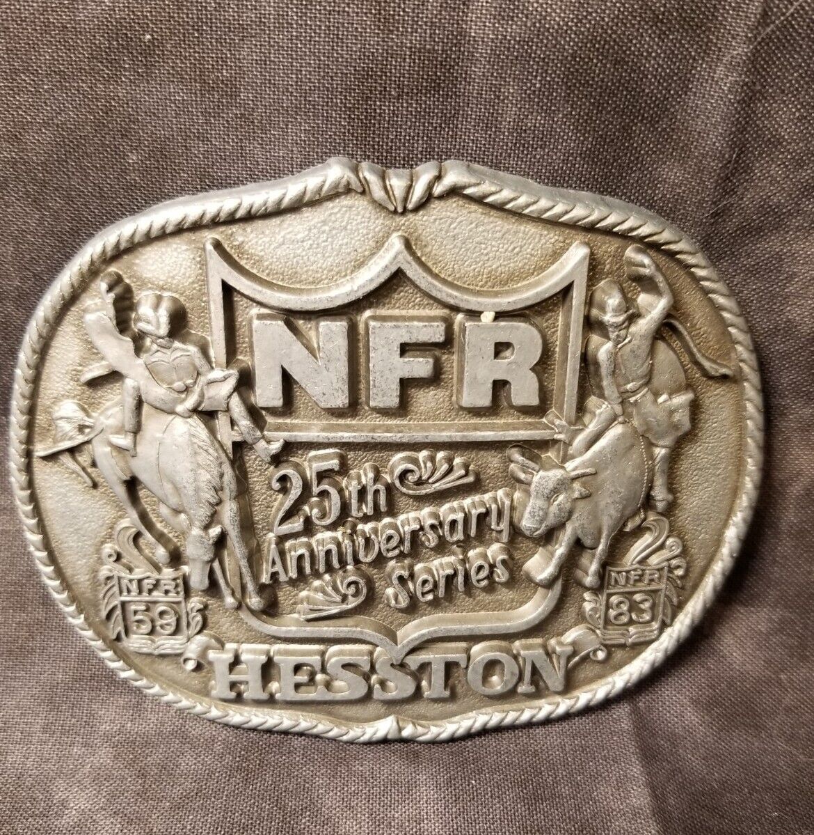 Vintage 1983 Hesston NFR Belt Buckle- 25th Anniversary Series