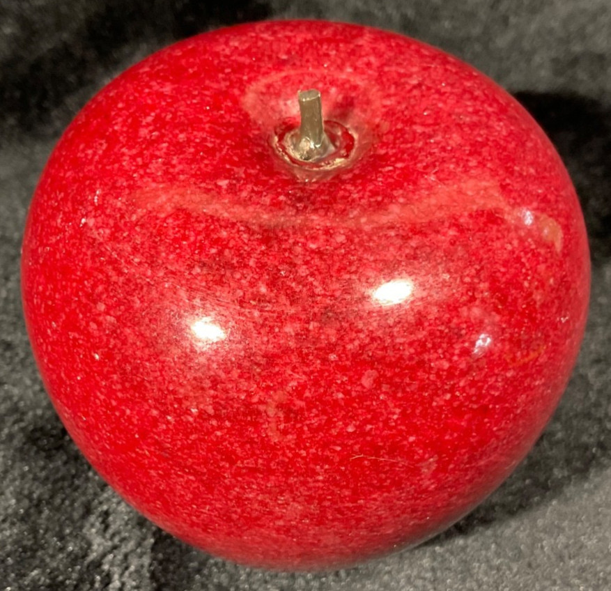 Marble Red Apple Short Stem Paperweight 3\
