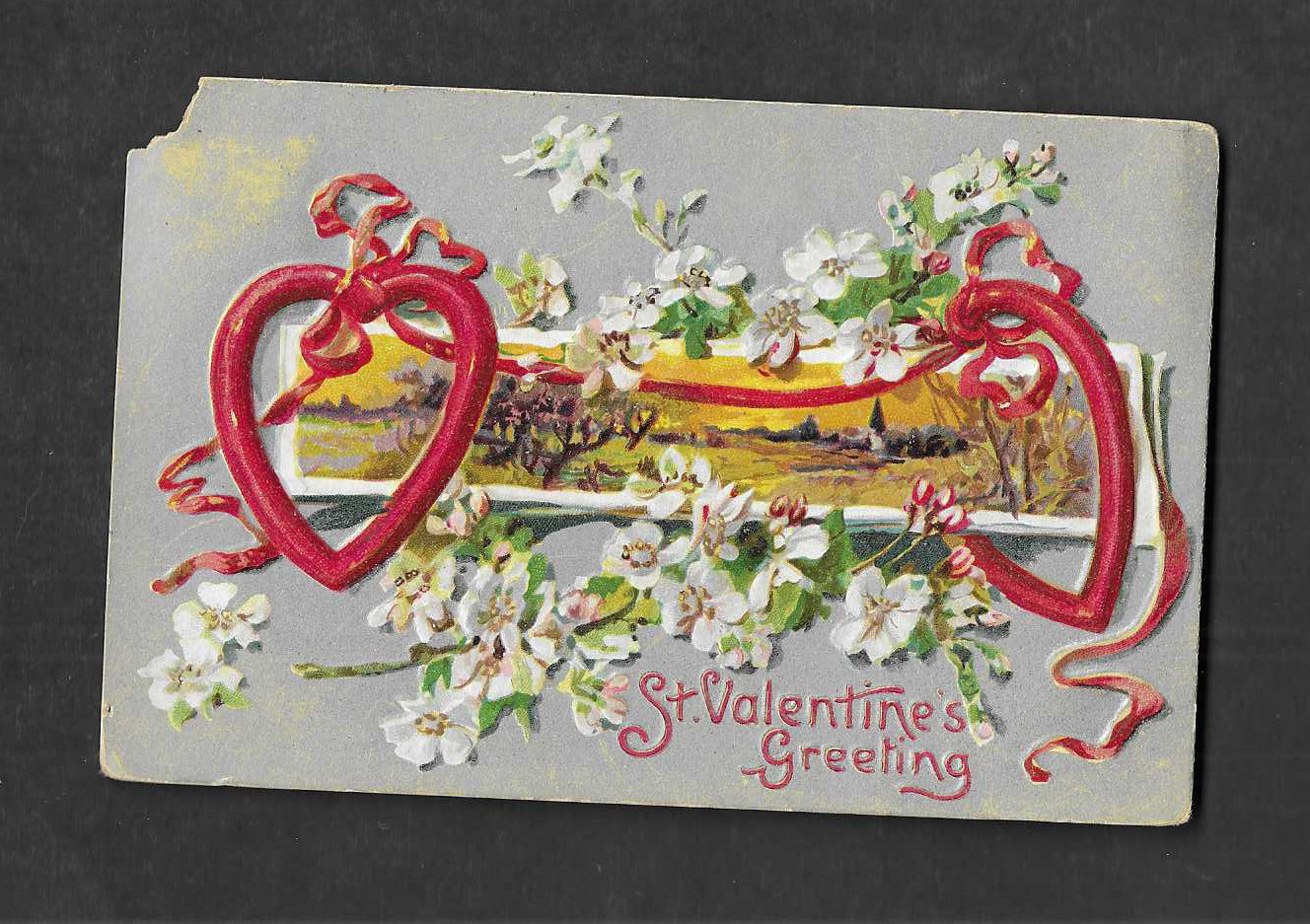 vintage 1908 Raphael Tuck postcard St. Valentine Greeting trim Hearts   B5