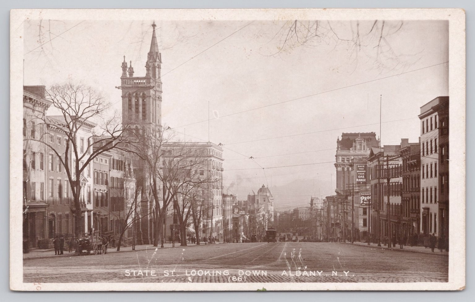 RPPC State Street Looking Down Albany NY 1911 Historic Bamforth Postcard