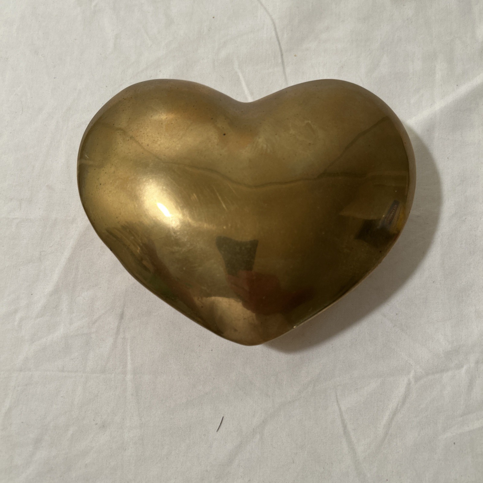 Vintage Large Heart Shaped Solid Brass Trinket Box 6x5x2,Hand Crafted in Korea