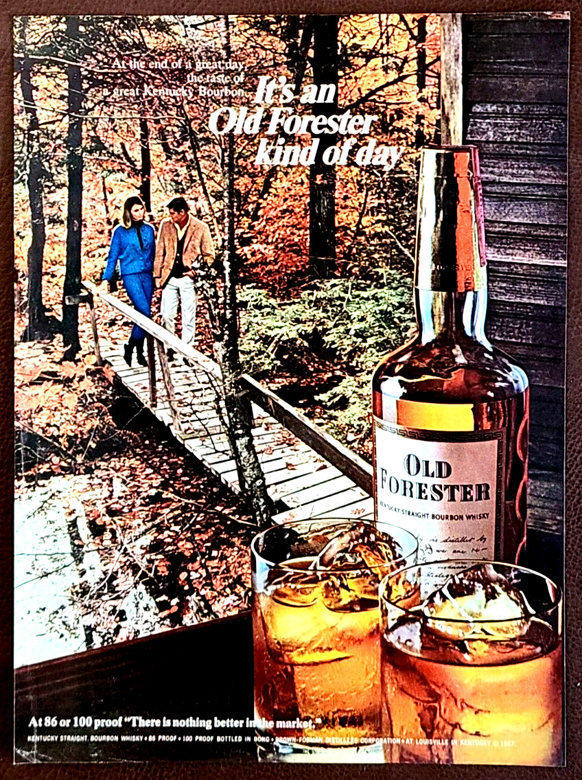 Old Forester Kentucky Bourbon Whiskey Original 1967 Vintage Print Ad Wall Art