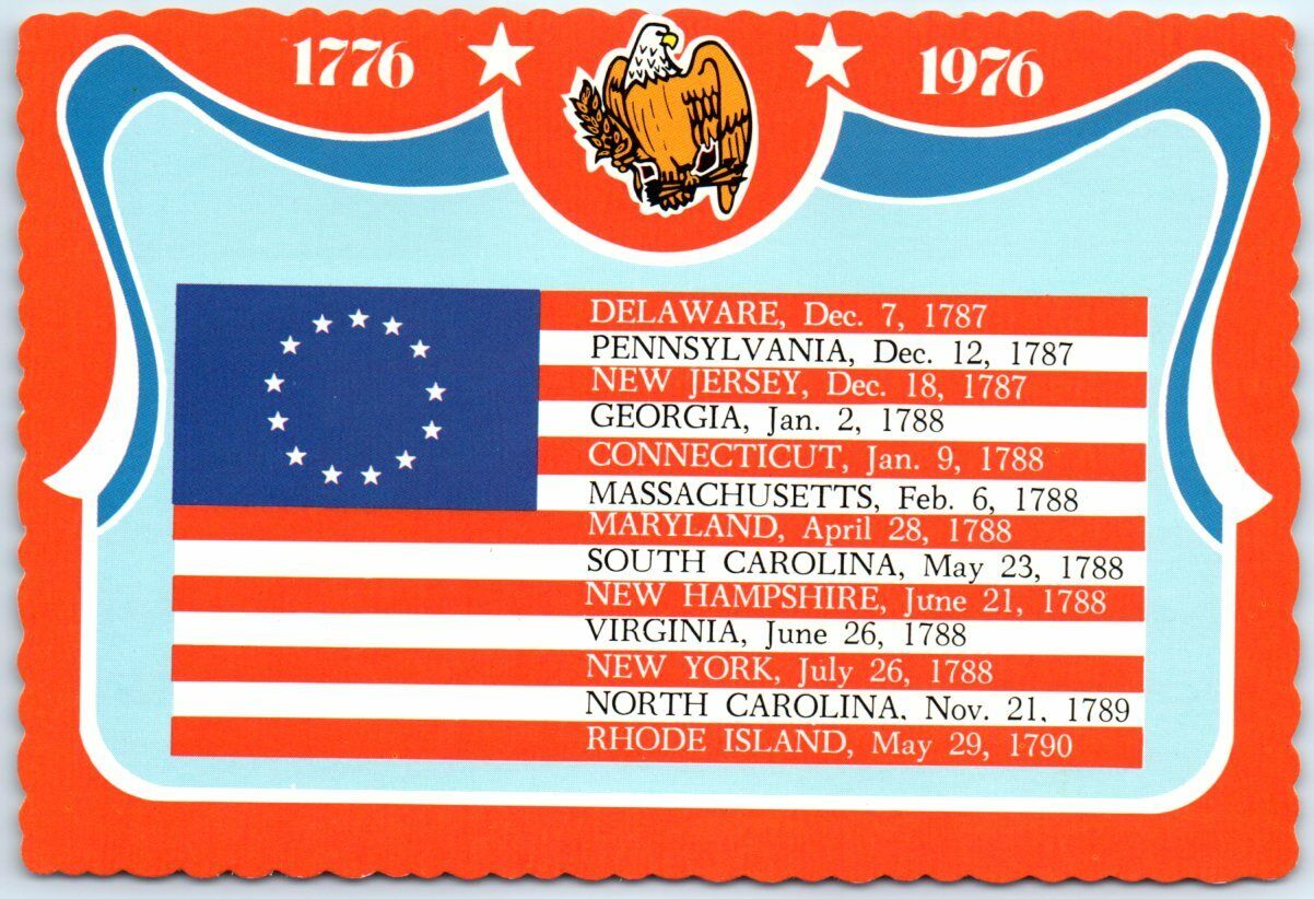 Postcard - The First Official Flag and Original Thirteen States